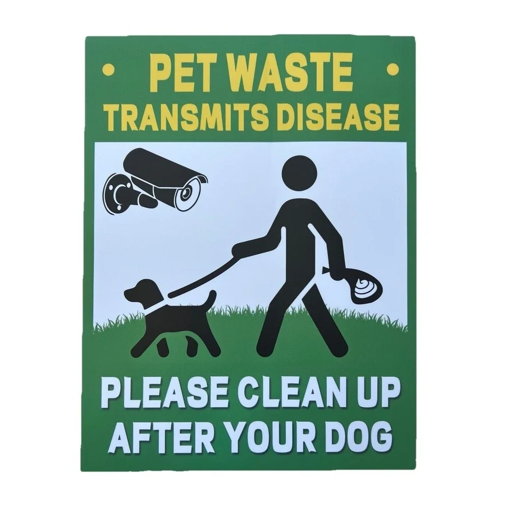 Pet Waste Yard Sign & Stake 10 x 13 Curb Animal Clean Up Poop Outdoor Supplies